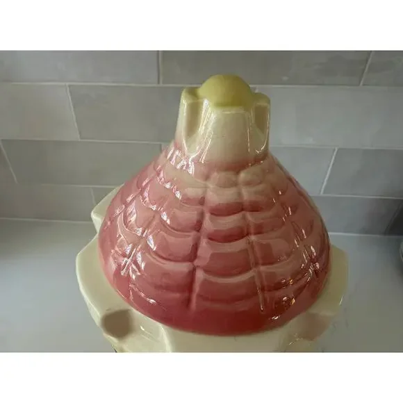 Vintage Collectible Bisque Cardinal China Castle Tower Cookie Jar